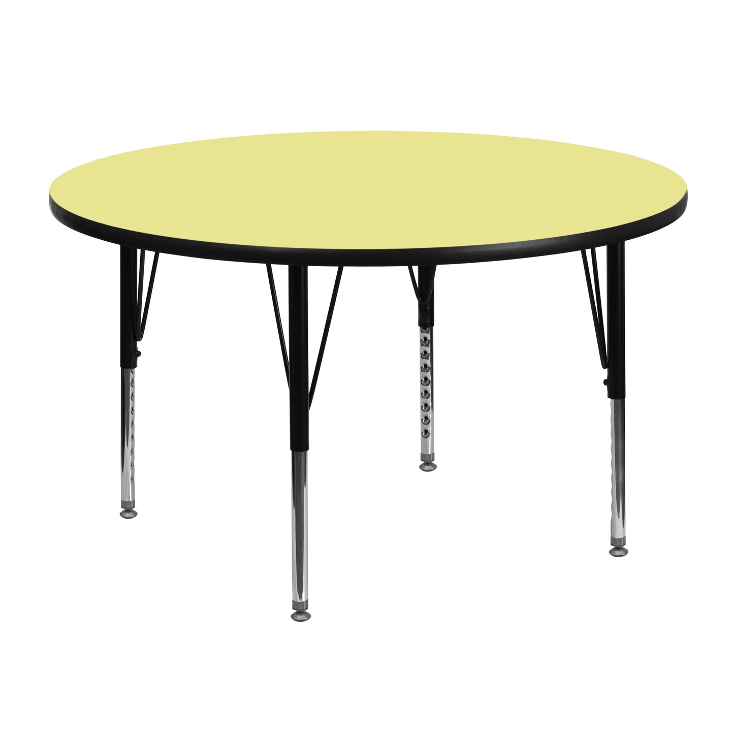 Wren Mobile 48'' Round Thermal Laminate Activity Table - Height Adjustable Legs