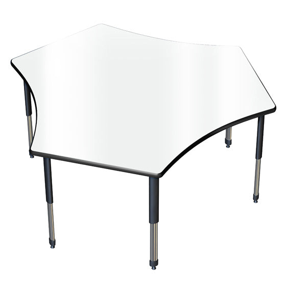 Allied Aero Team Shaped Dry Erase Table with Adjustable Height 72"W x 60"D x 19"-31"H (ALD-ARO6072TMDE)