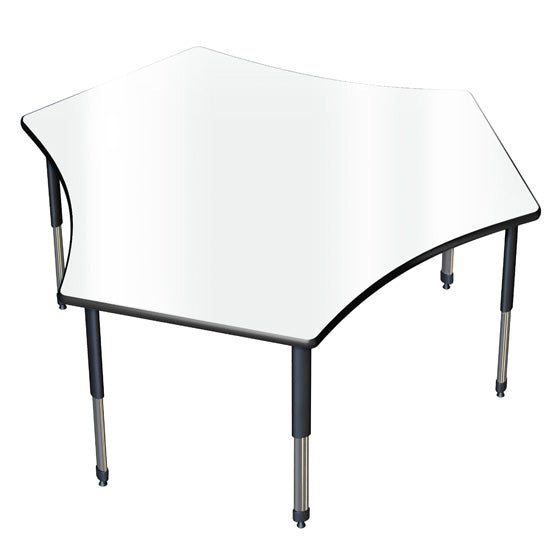 Allied Aero Team Shaped Dry Erase Table with Adjustable Height 72"W x 60"D x 19"-31"H (ALD-ARO6072TMDE) - SchoolOutlet