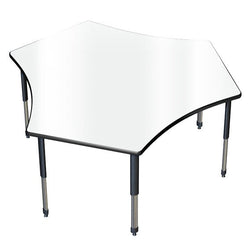 Allied Aero Team Shaped Dry Erase Table with Adjustable Height 72"W x 60"D x 19"-31"H (ALD-ARO6072TMDE)