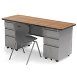 Allied Mobile Double Pedestal Teacher & Administrator Desk with Lockable Storage - 67