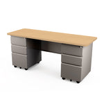 Allied Mobile Double Pedestal Teacher & Administrator Desk with Lockable Storage - 67