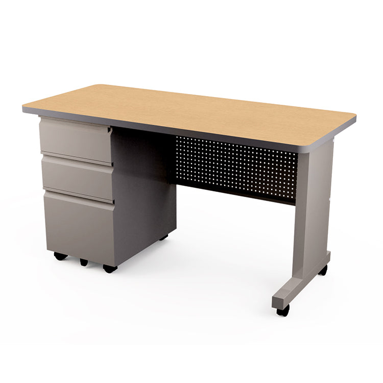 Allied Mobile Single Pedestal Teacher & Administrator Desk with Lockable Storage - 54"W x 24"D x 30"H (ALD-MTSP2454)