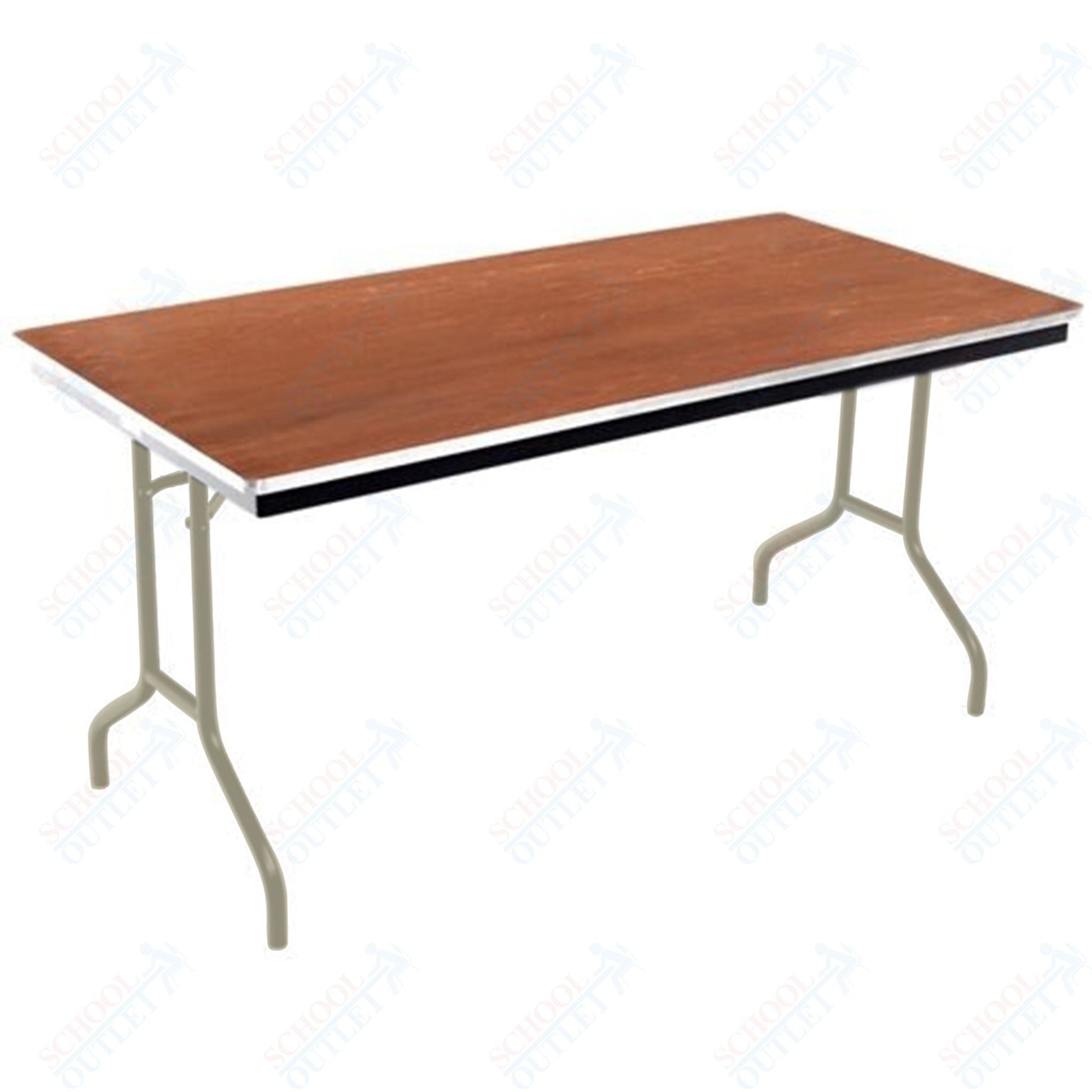 AmTab Folding Table - Plywood Stained and Sealed - Aluminum Edge - 30"W x 72"L x 29"H (AmTab AMT - 306PA) - SchoolOutlet