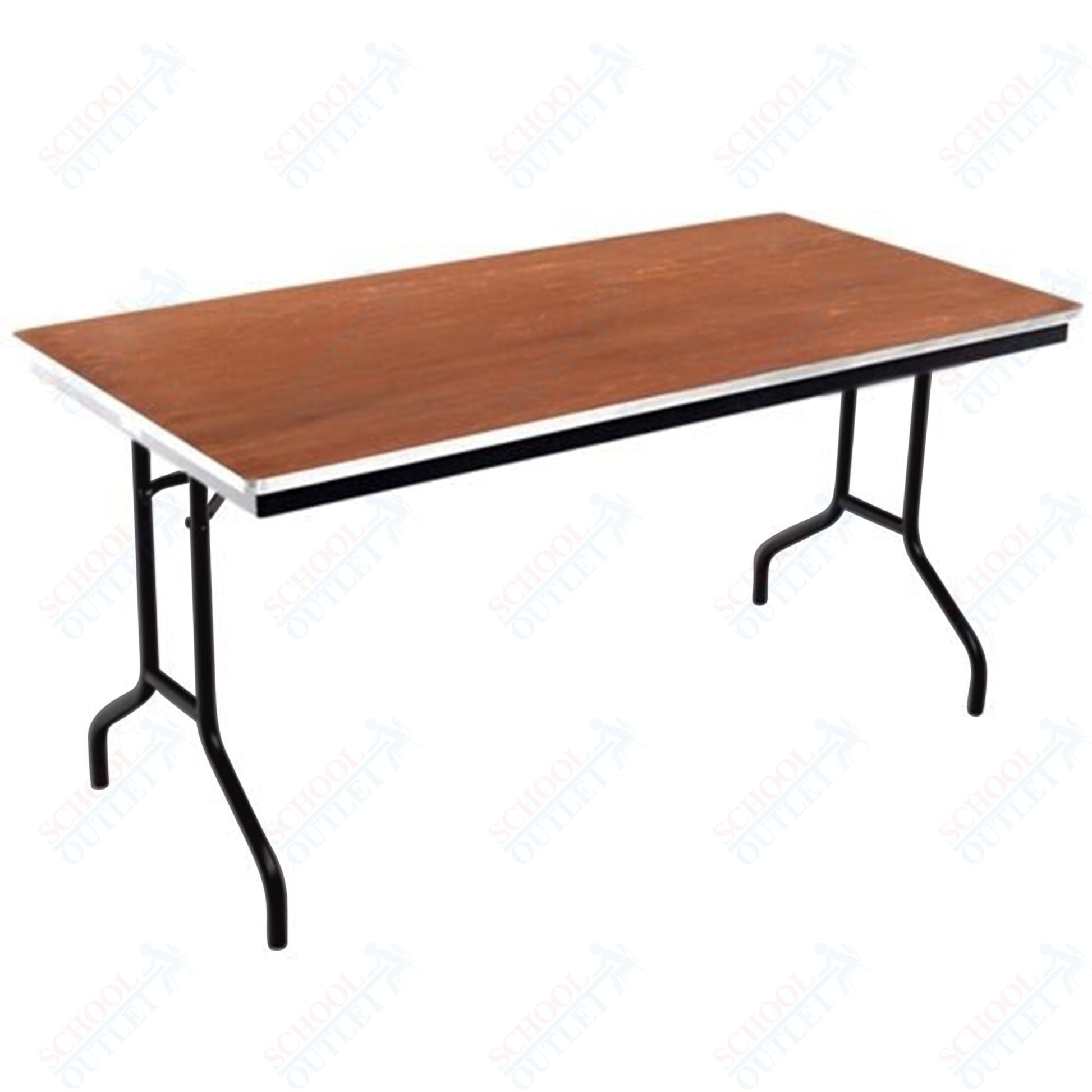 AmTab Folding Table - Plywood Stained and Sealed - Aluminum Edge - 30"W x 72"L x 29"H (AmTab AMT - 306PA) - SchoolOutlet
