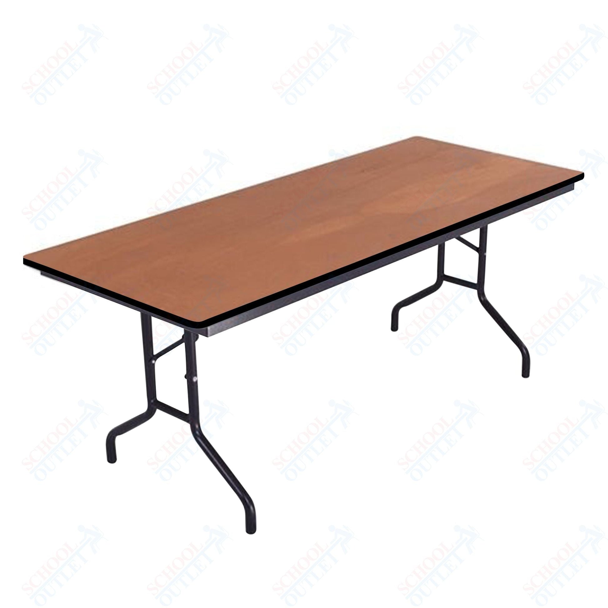AmTab Folding Table - Plywood Stained and Sealed - Vinyl T - Molding Edge - 30"W x 96"L x 29"H (AmTab AMT - 308PM) - SchoolOutlet
