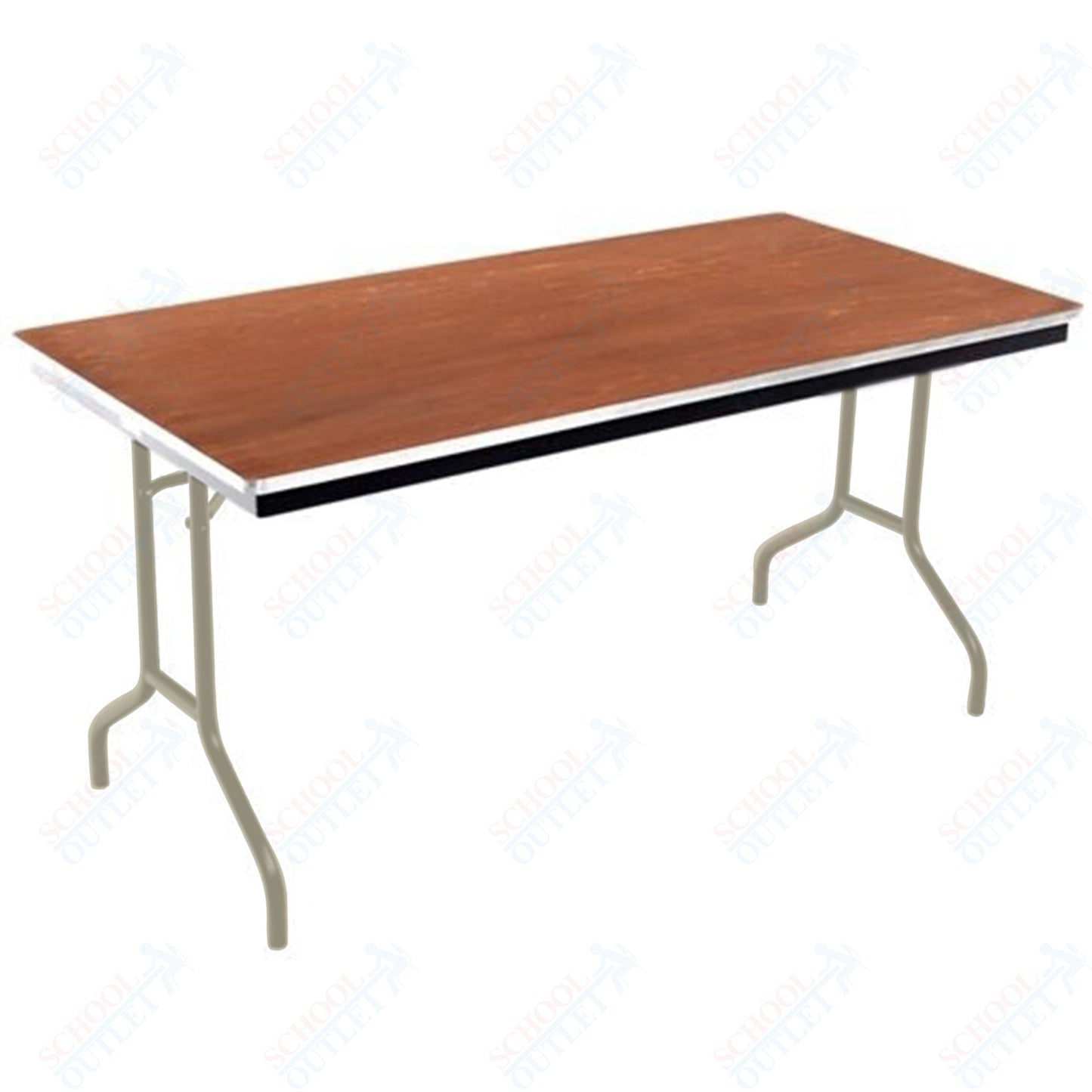 AmTab Folding Table - Plywood Stained and Sealed - Aluminum Edge - 36"W x 72"L x 29"H (AmTab AMT - 366PA) - SchoolOutlet