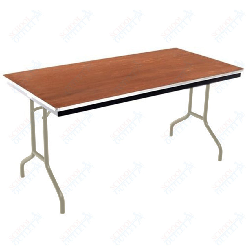 AmTab Folding Table - Plywood Stained and Sealed - Aluminum Edge - 36"W x 72"L x 29"H (AmTab AMT - 366PA) - SchoolOutlet