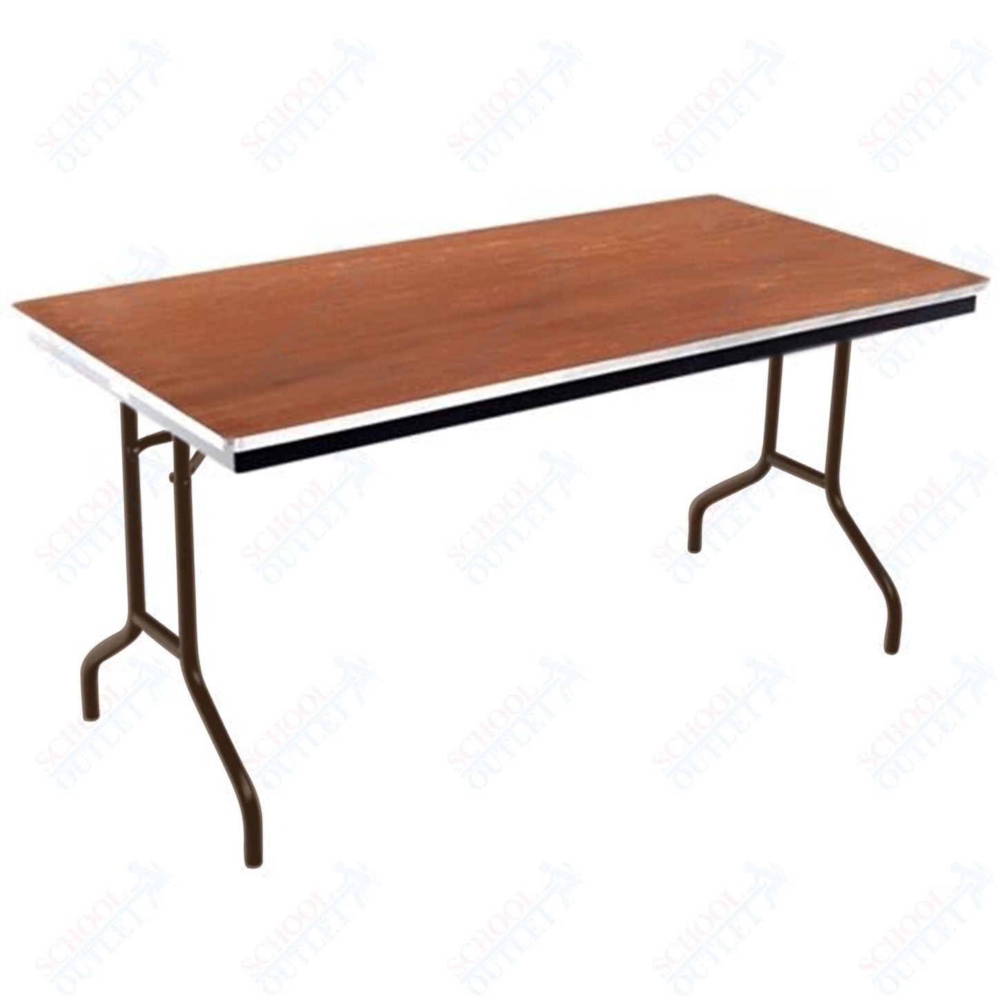 AmTab Folding Table - Plywood Stained and Sealed - Aluminum Edge - 36"W x 72"L x 29"H (AmTab AMT - 366PA) - SchoolOutlet