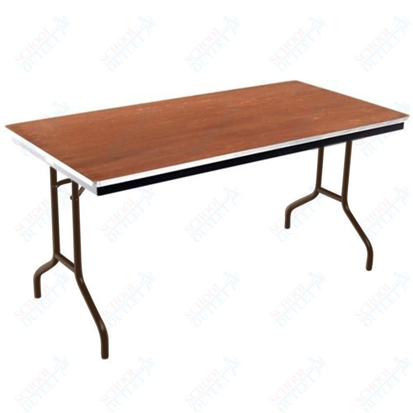 AmTab Folding Table - Plywood Stained and Sealed - Aluminum Edge - 36"W x 72"L x 29"H (AmTab AMT - 366PA) - SchoolOutlet
