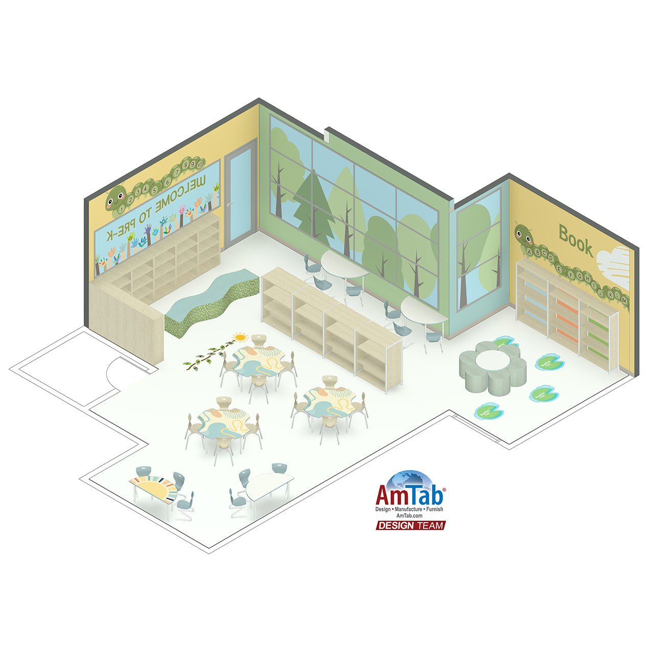 AmTab ErgoEngage Series 4 - Leg Active Learning Chair featuring 360 - Degree Swivel Rotation and Biophilic Air - Cushioned Seat Shell 18.5"H (AMT - ErgoEngage360Chair4Leg - 7 - EC) - SchoolOutlet