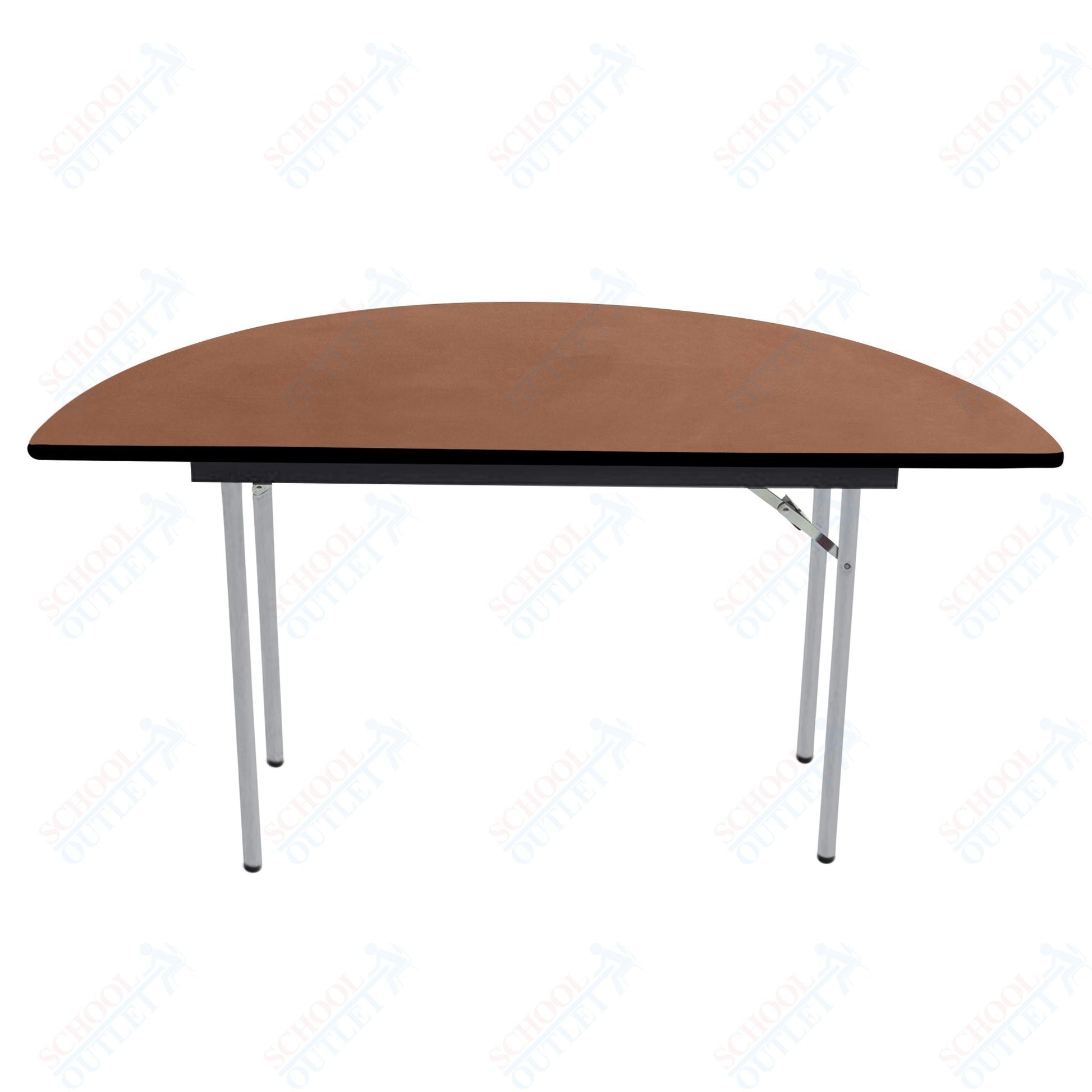 AmTab Folding Table - Plywood Stained and Sealed - Vinyl T - Molding Edge - Half Round - Half 30" Diameter x 29"H (AmTab AMT - HR30PM) - SchoolOutlet