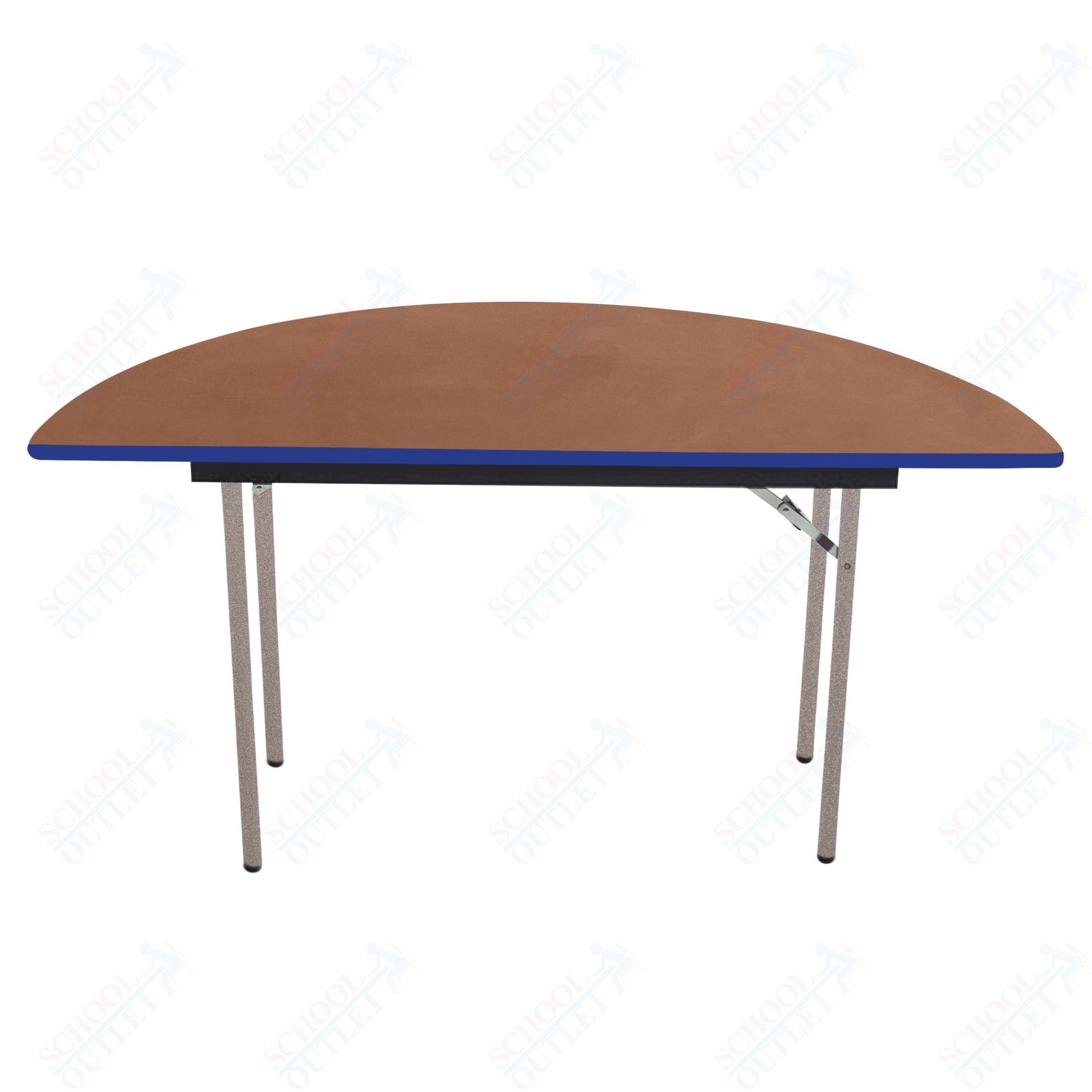 AmTab Folding Table - Plywood Stained and Sealed - Vinyl T - Molding Edge - Half Round - Half 30" Diameter x 29"H (AmTab AMT - HR30PM) - SchoolOutlet