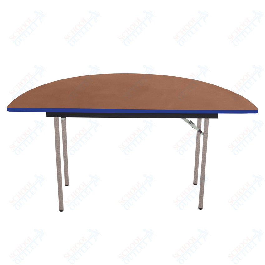 AmTab Folding Table - Plywood Stained and Sealed - Vinyl T - Molding Edge - Half Round - Half 30" Diameter x 29"H (AmTab AMT - HR30PM) - SchoolOutlet