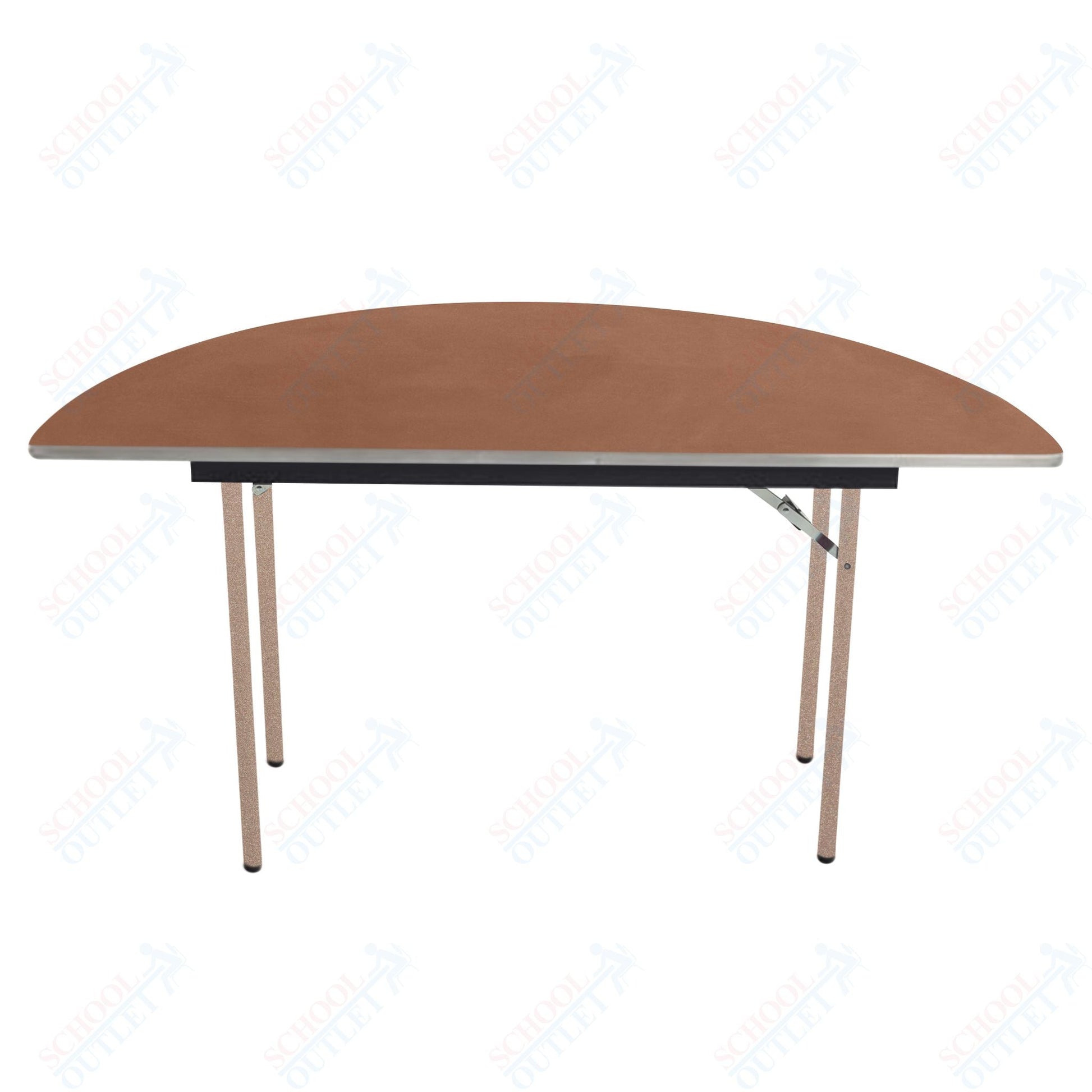 AmTab Folding Table - Plywood Stained and Sealed - Aluminum Edge - Half Round - Half 48" Diameter x 29"H (AmTab AMT - HR48PA) - SchoolOutlet