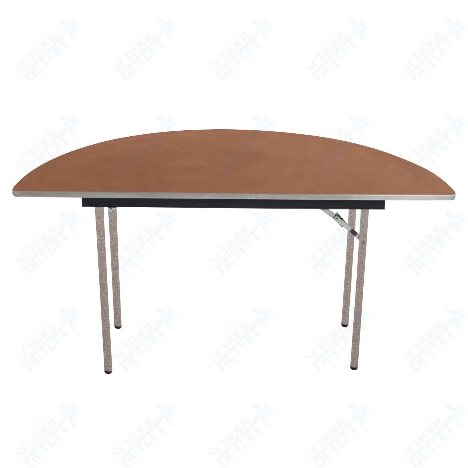 AmTab Folding Table - Plywood Stained and Sealed - Aluminum Edge - Half Round - Half 48" Diameter x 29"H (AmTab AMT - HR48PA) - SchoolOutlet