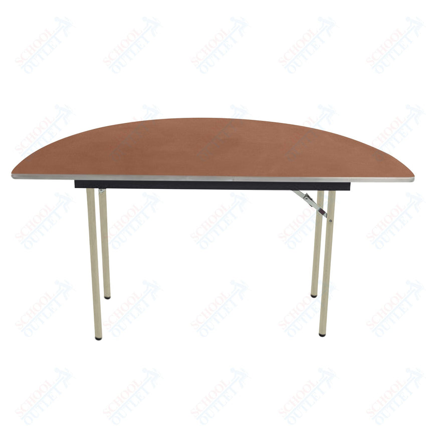 AmTab Folding Table - Plywood Stained and Sealed - Aluminum Edge - Half Round - Half 60" Diameter x 29"H (AmTab AMT - HR60PA) - SchoolOutlet