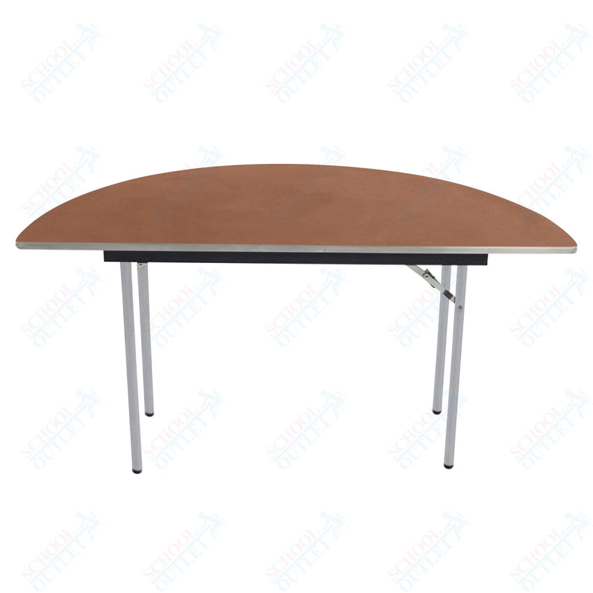 AmTab Folding Table - Plywood Stained and Sealed - Aluminum Edge - Half Round - Half 60" Diameter x 29"H (AmTab AMT - HR60PA) - SchoolOutlet