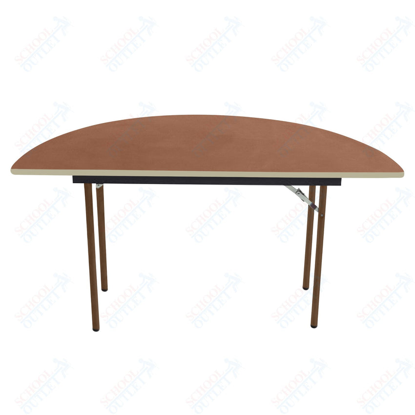AmTab Folding Table - Plywood Stained and Sealed - Vinyl T - Molding Edge - Half Round - Half 60" Diameter x 29"H (AmTab AMT - HR60PM) - SchoolOutlet