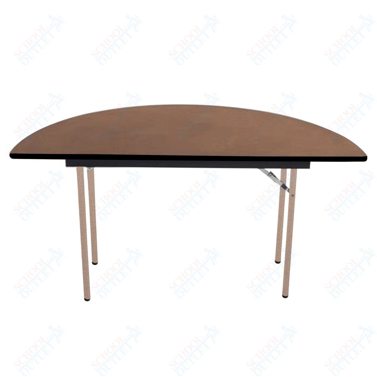AmTab Folding Table - Plywood Stained and Sealed - Vinyl T - Molding Edge - Half Round - Half 60" Diameter x 29"H (AmTab AMT - HR60PM) - SchoolOutlet