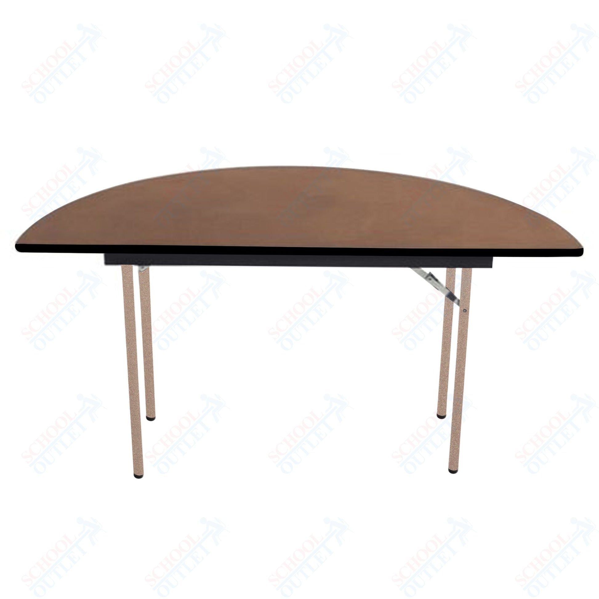 AmTab Folding Table - Plywood Stained and Sealed - Vinyl T - Molding Edge - Half Round - Half 60" Diameter x 29"H (AmTab AMT - HR60PM) - SchoolOutlet
