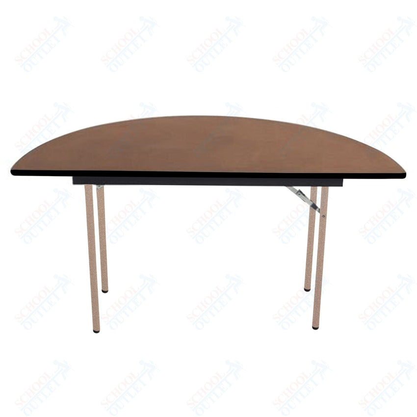 AmTab Folding Table - Plywood Stained and Sealed - Vinyl T - Molding Edge - Half Round - Half 60" Diameter x 29"H (AmTab AMT - HR60PM) - SchoolOutlet