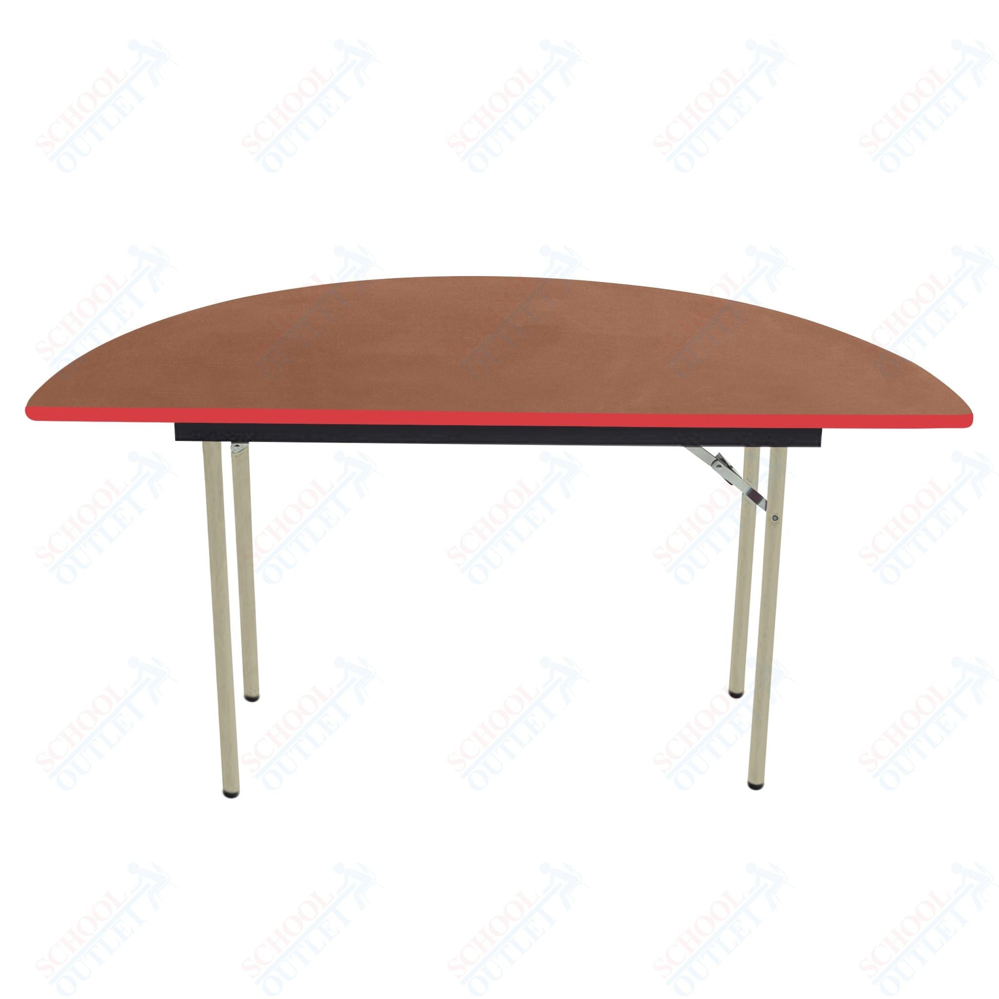 AmTab Folding Table - Plywood Stained and Sealed - Vinyl T - Molding Edge - Half Round - Half 60" Diameter x 29"H (AmTab AMT - HR60PM) - SchoolOutlet