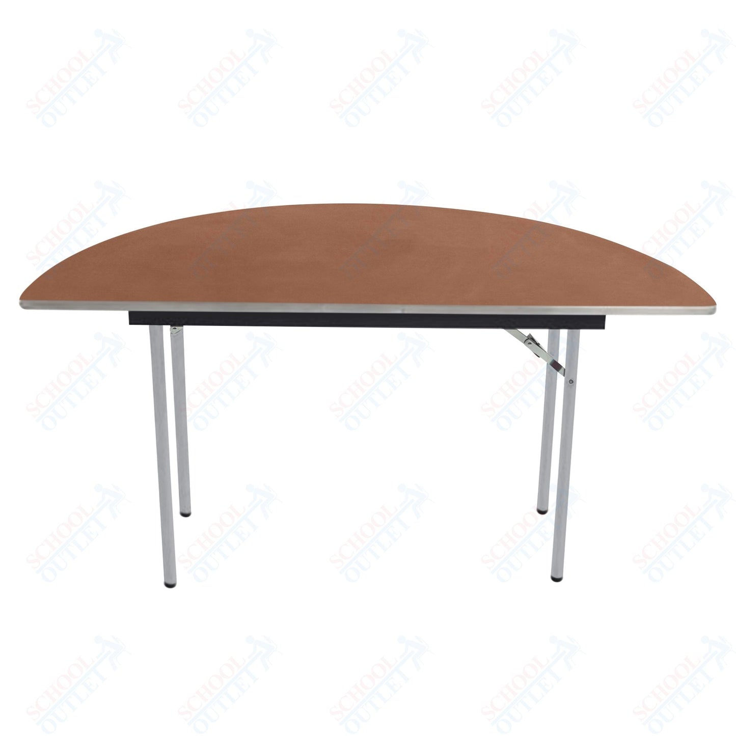 AmTab Folding Table - Plywood Stained and Sealed - Aluminum Edge - Half Round - Half 72" Diameter x 29"H (AmTab AMT - HR72PA) - SchoolOutlet