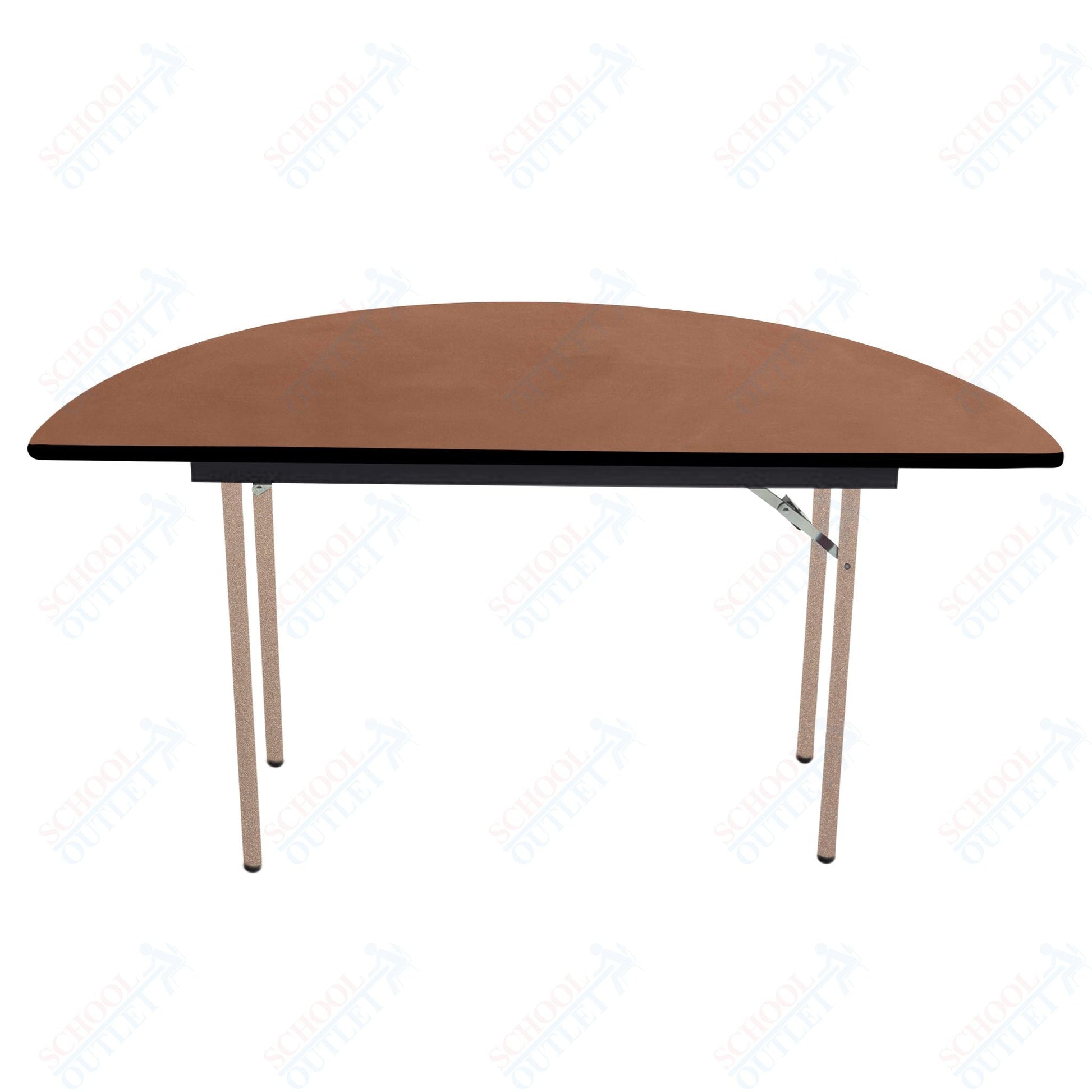 AmTab Folding Table - Plywood Stained and Sealed - Vinyl T - Molding Edge - Half Round - Half 72" Diameter x 29"H (AmTab AMT - HR72PM) - SchoolOutlet