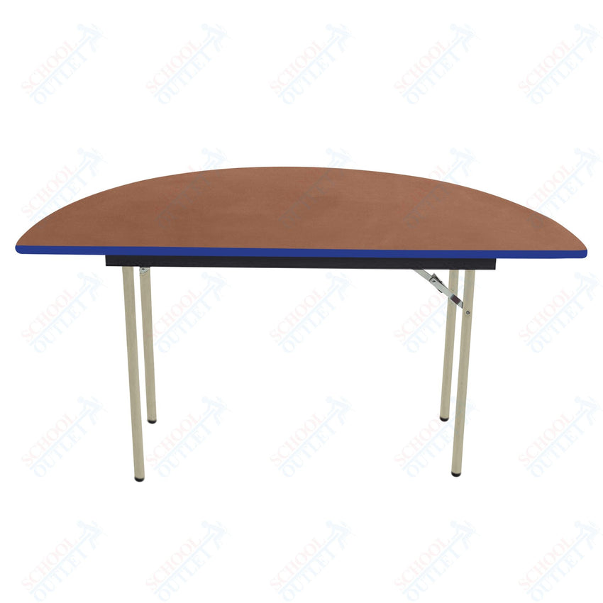 AmTab Folding Table - Plywood Stained and Sealed - Vinyl T - Molding Edge - Half Round - Half 72" Diameter x 29"H (AmTab AMT - HR72PM) - SchoolOutlet