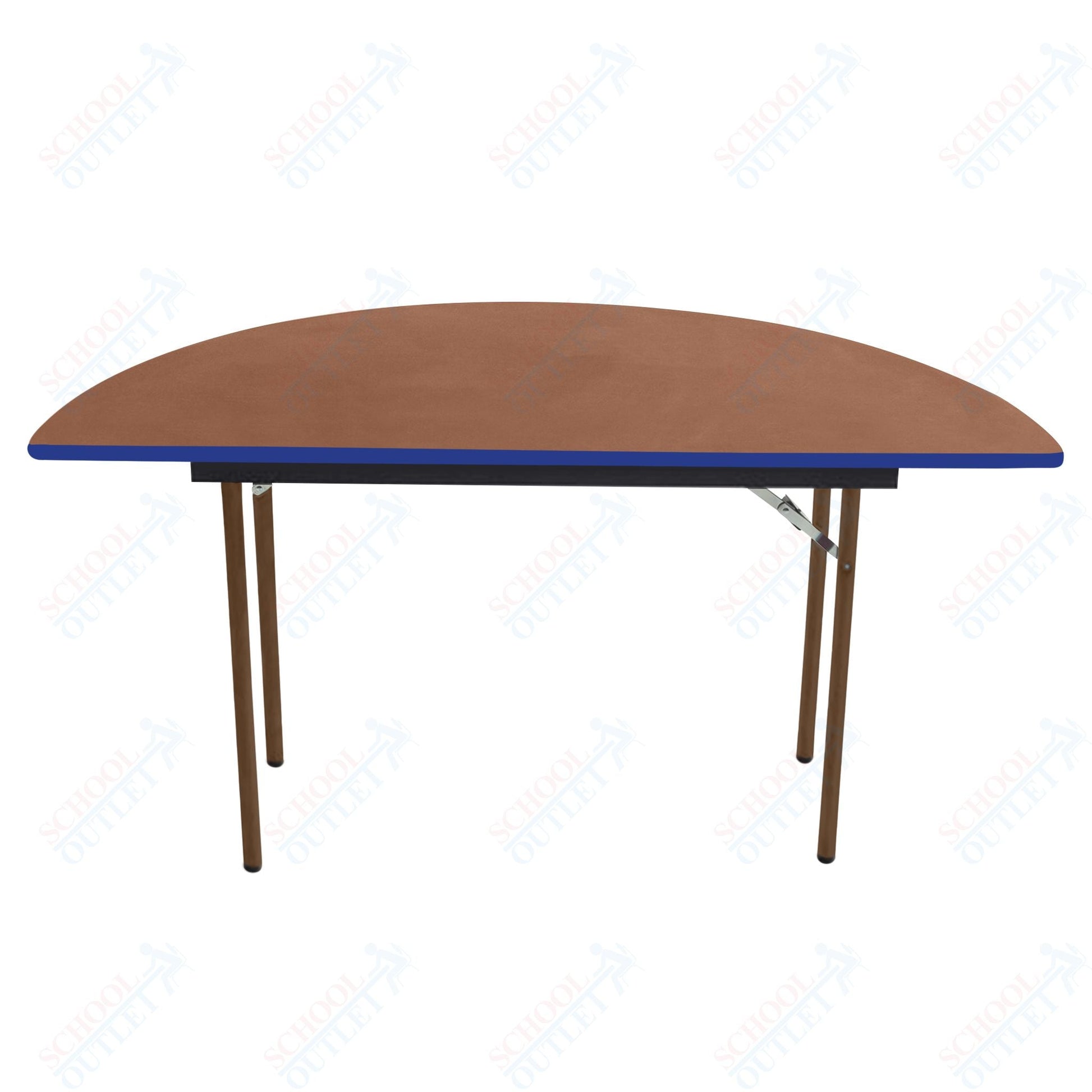 AmTab Folding Table - Plywood Stained and Sealed - Vinyl T - Molding Edge - Half Round - Half 72" Diameter x 29"H (AmTab AMT - HR72PM) - SchoolOutlet