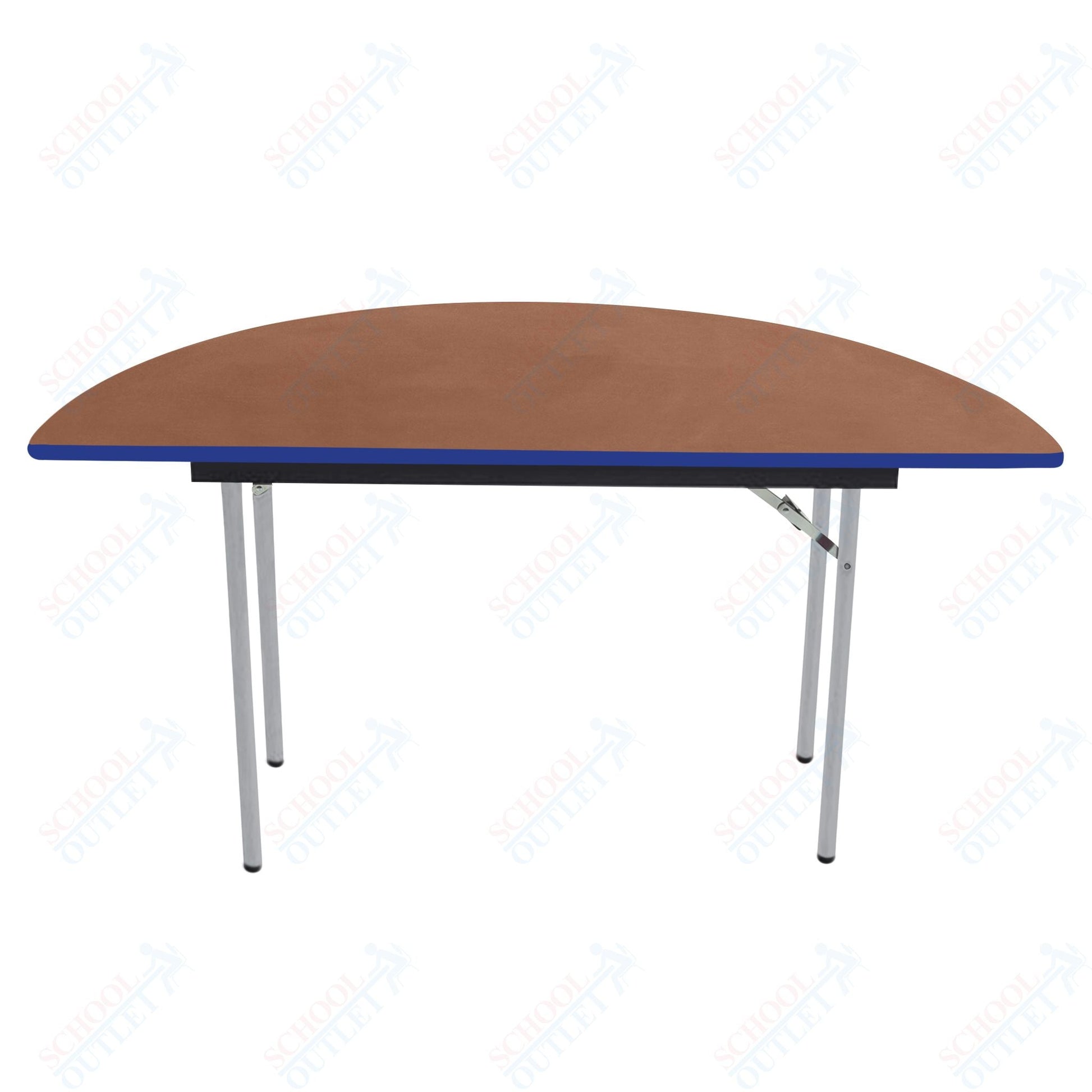 AmTab Folding Table - Plywood Stained and Sealed - Vinyl T - Molding Edge - Half Round - Half 72" Diameter x 29"H (AmTab AMT - HR72PM) - SchoolOutlet