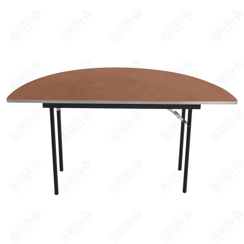 AmTab Folding Table - Plywood Stained and Sealed - Aluminum Edge - Half Round - Half 96" Diameter x 29"H (AmTab AMT - HR96PA) - SchoolOutlet