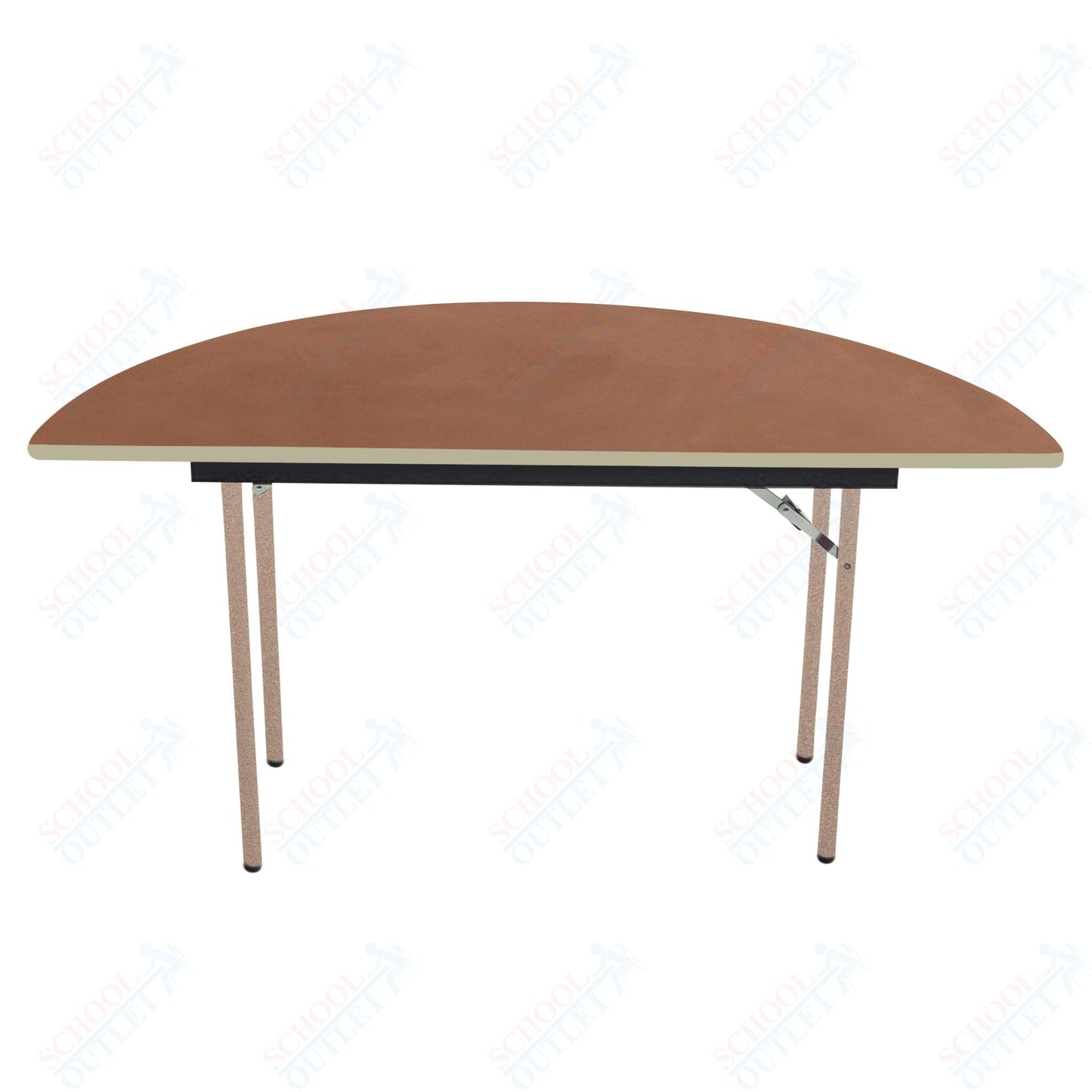 AmTab Folding Table - Plywood Stained and Sealed - Vinyl T - Molding Edge - Half Round - Half 96" Diameter x 29"H (AmTab AMT - HR96PM) - SchoolOutlet