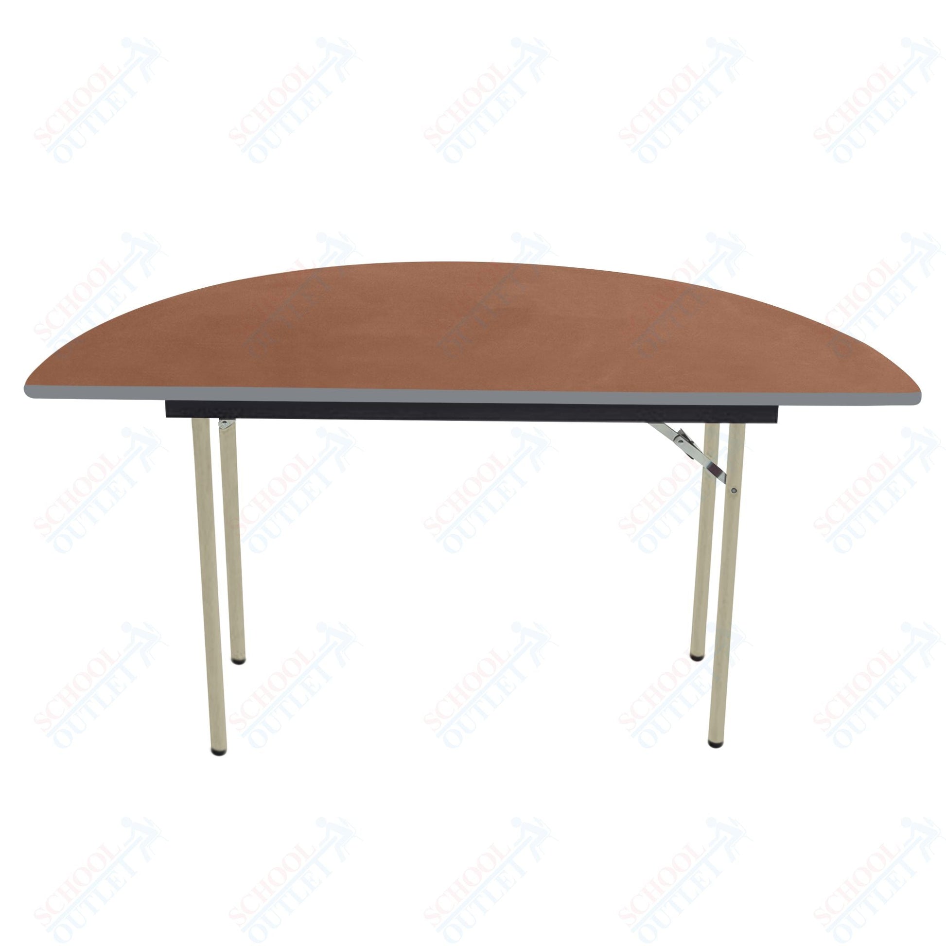 AmTab Folding Table - Plywood Stained and Sealed - Vinyl T - Molding Edge - Half Round - Half 96" Diameter x 29"H (AmTab AMT - HR96PM) - SchoolOutlet