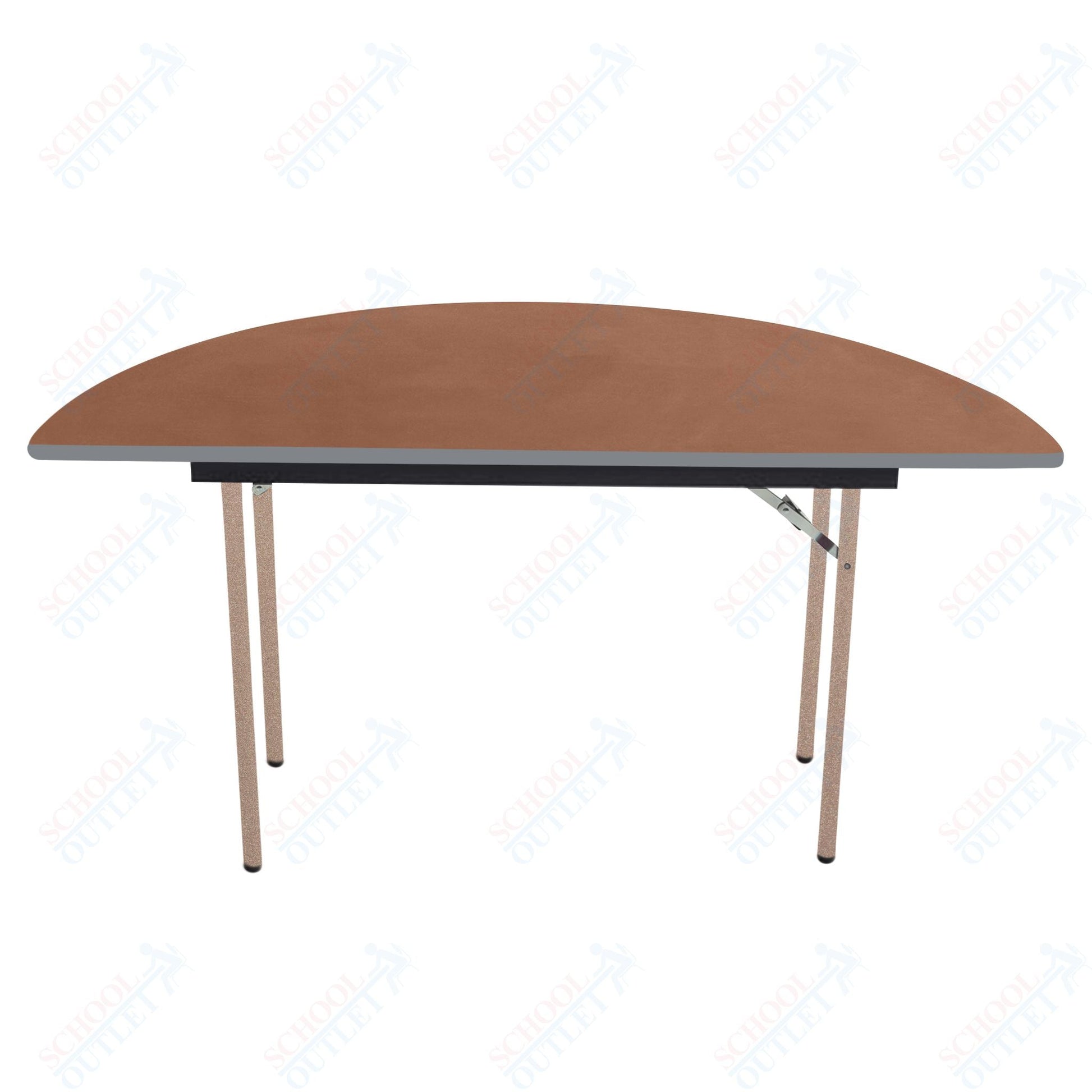 AmTab Folding Table - Plywood Stained and Sealed - Vinyl T - Molding Edge - Half Round - Half 96" Diameter x 29"H (AmTab AMT - HR96PM) - SchoolOutlet