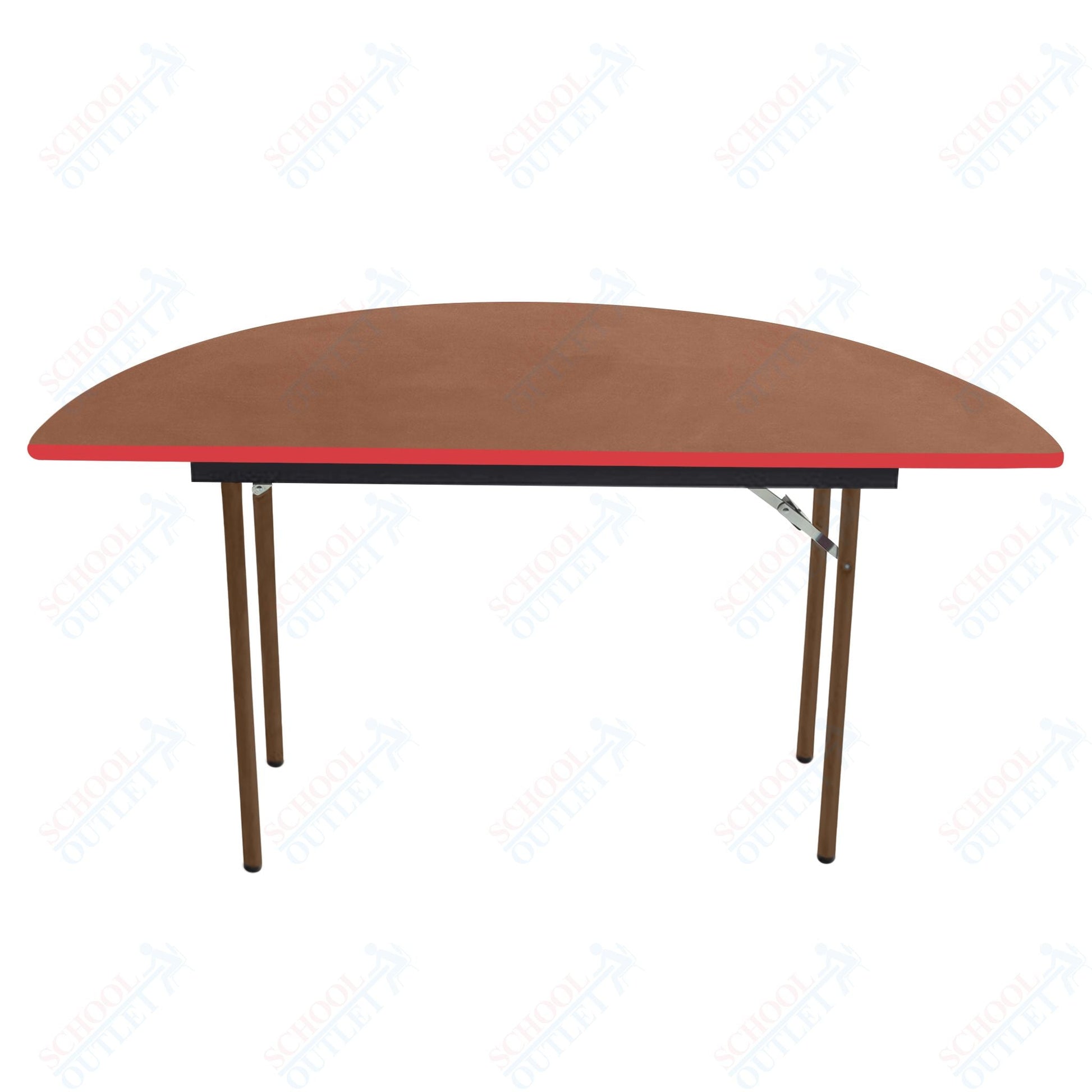 AmTab Folding Table - Plywood Stained and Sealed - Vinyl T - Molding Edge - Half Round - Half 96" Diameter x 29"H (AmTab AMT - HR96PM) - SchoolOutlet