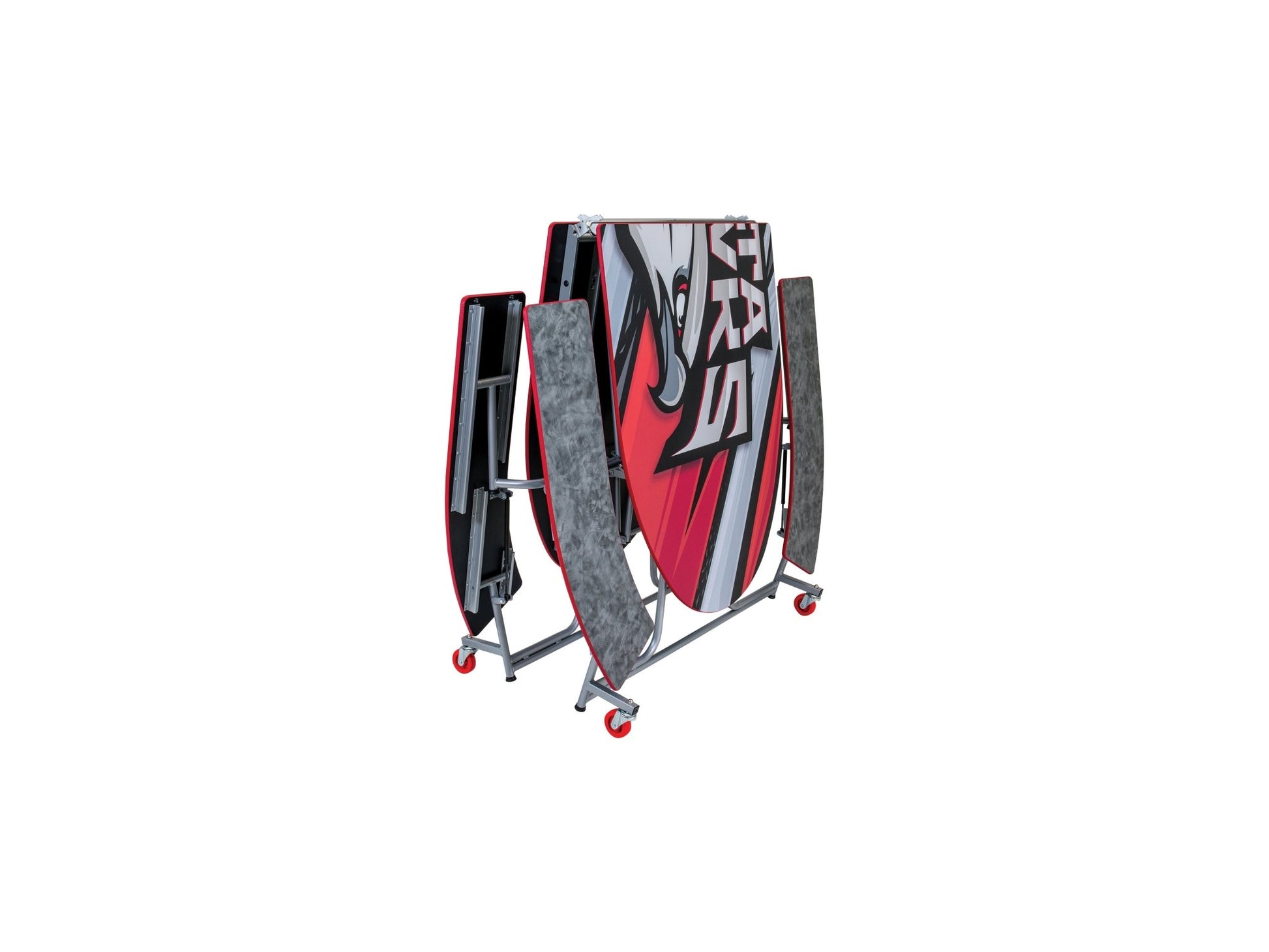 AmTab Mobile Bench Table - Elliptical - 46"W x 10'1"L - 4 Benches (AmTab AMT - MBE10) - SchoolOutlet