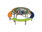 AmTab Round Mobile Bench Cafeteria Table - 60