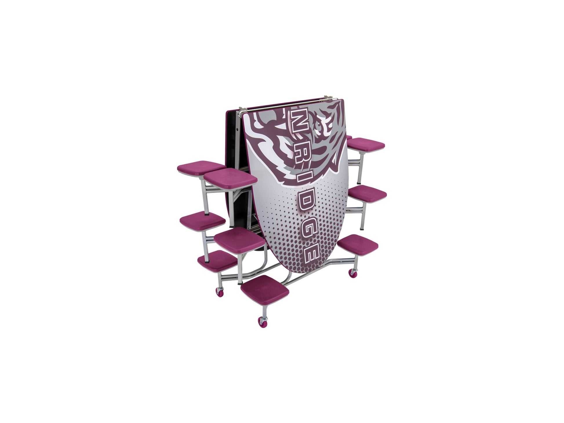 AmTab Mobile Stool Table - Elliptical - 46"W x 10'1" - 12 Stools (AmTab AMT - MSE1012) - SchoolOutlet