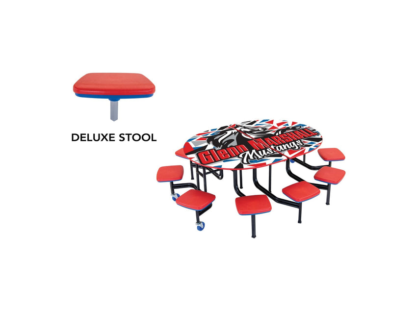 AmTab Mobile Stool Table - Elliptical - 54"W x 6'1"L - 10 Stools (AmTab AMT - MSE610) - SchoolOutlet
