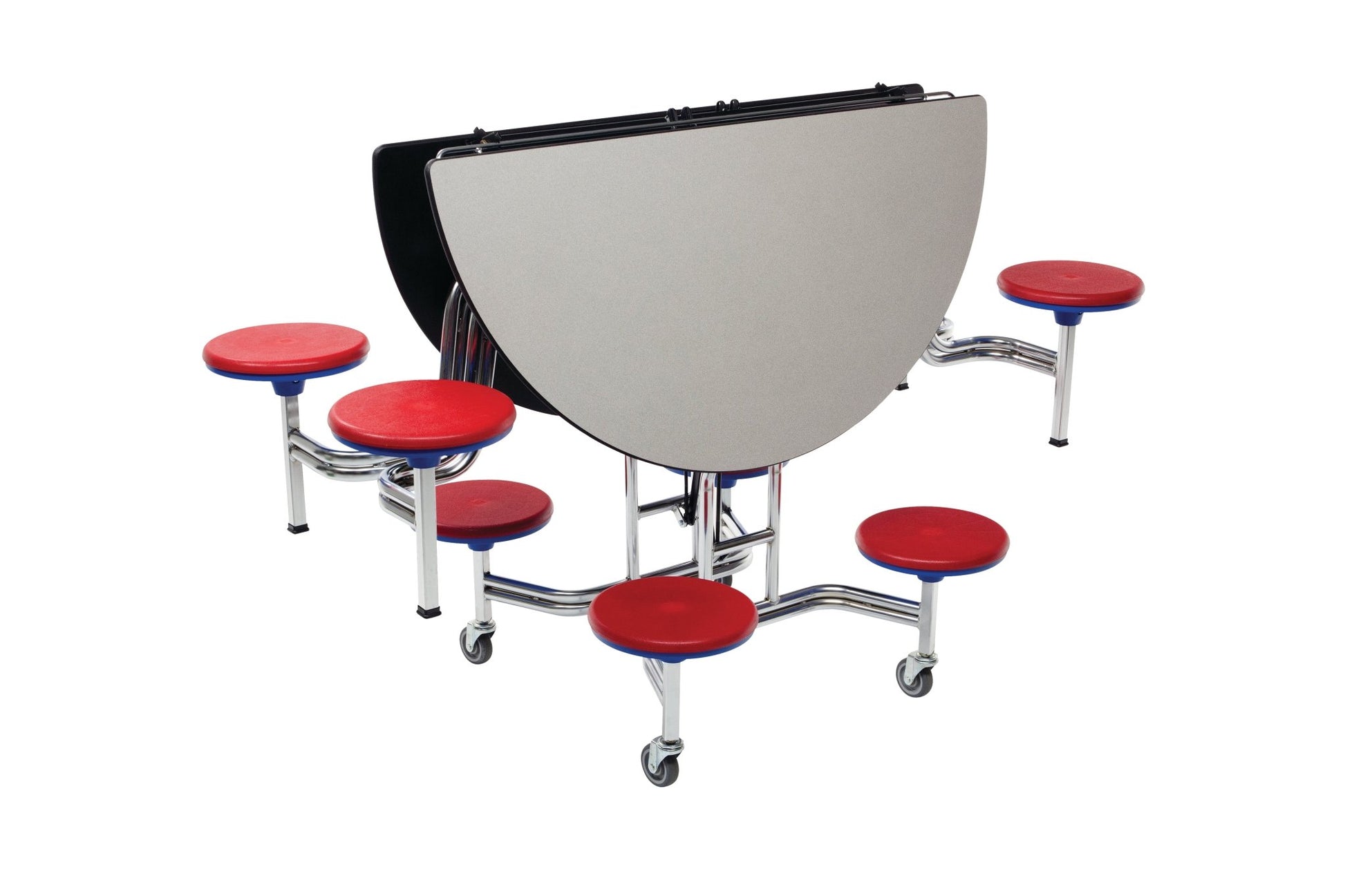 AmTab Mobile Stool Table - Round - 60" Round Diameter - 8 Stools (AmTab AMT - MSR608) - SchoolOutlet