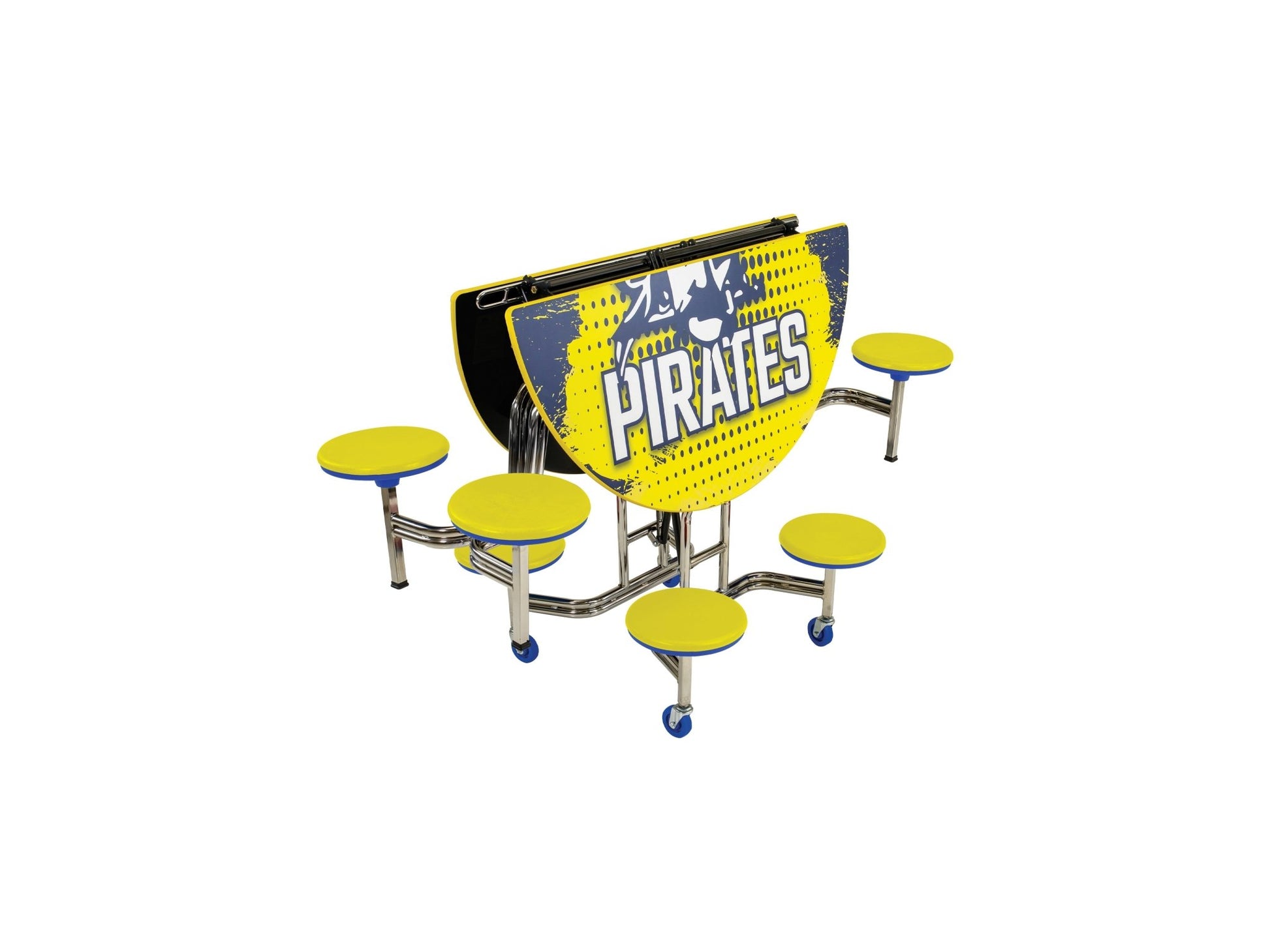 AmTab Mobile Stool Table - Round - 60" Round Diameter - 8 Stools (AmTab AMT - MSR608) - SchoolOutlet