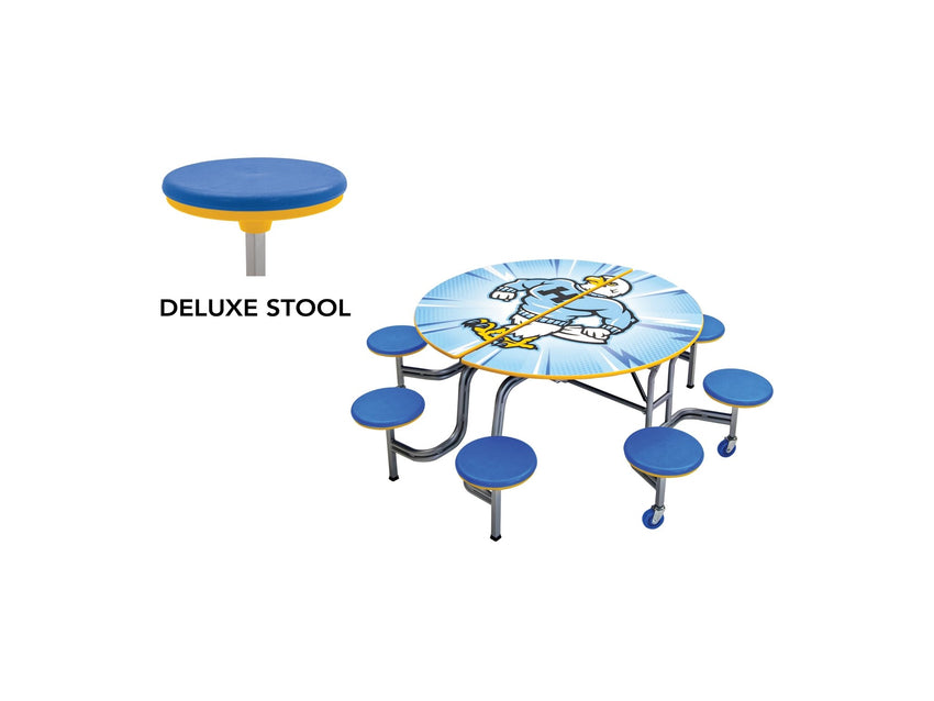 AmTab Mobile Stool Table - Round - 60" Round Diameter - 8 Stools (AmTab AMT - MSR608) - SchoolOutlet