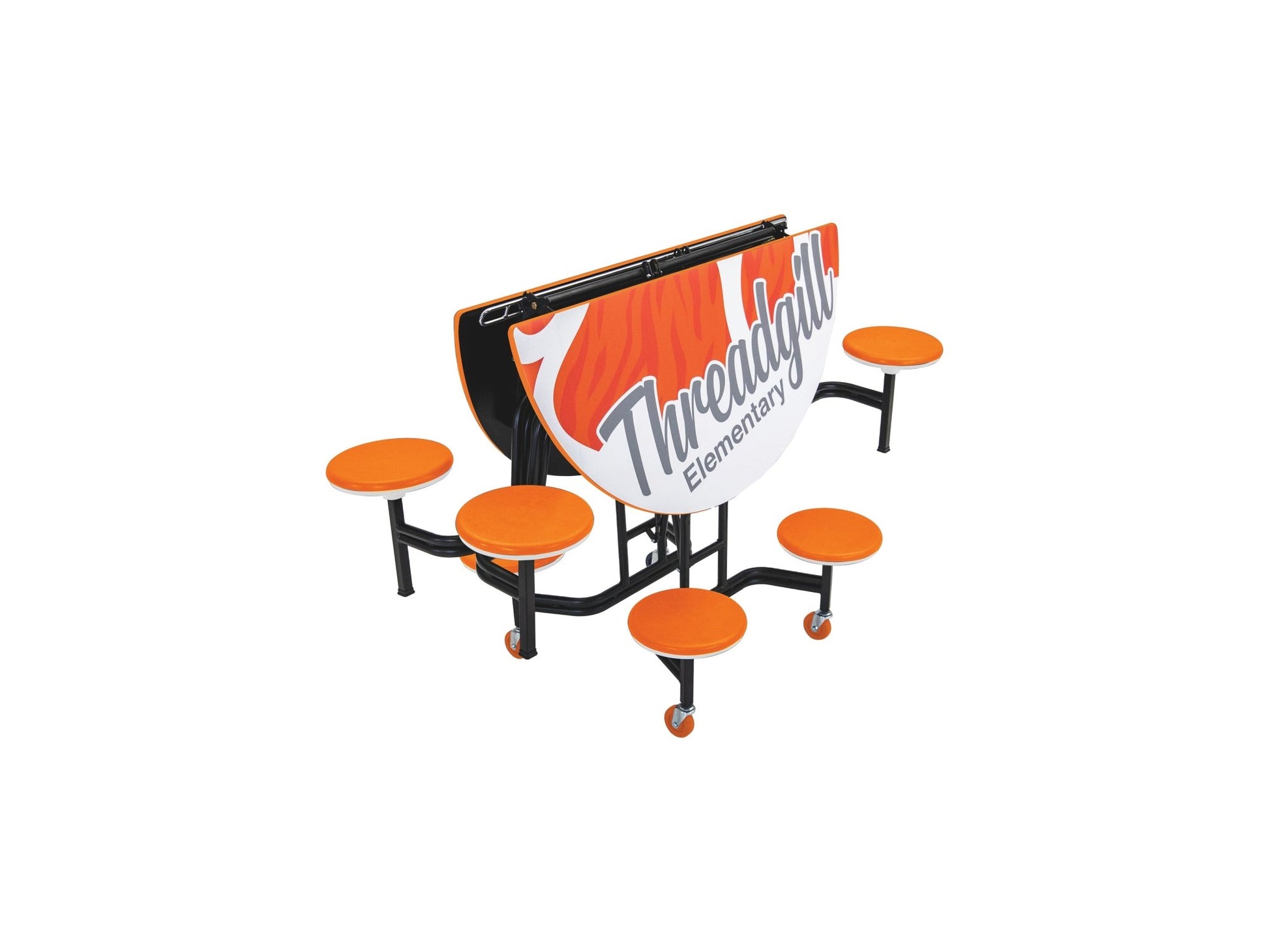 AmTab Mobile Stool Table - Round - 60" Round Diameter - 8 Stools (AmTab AMT - MSR608) - SchoolOutlet