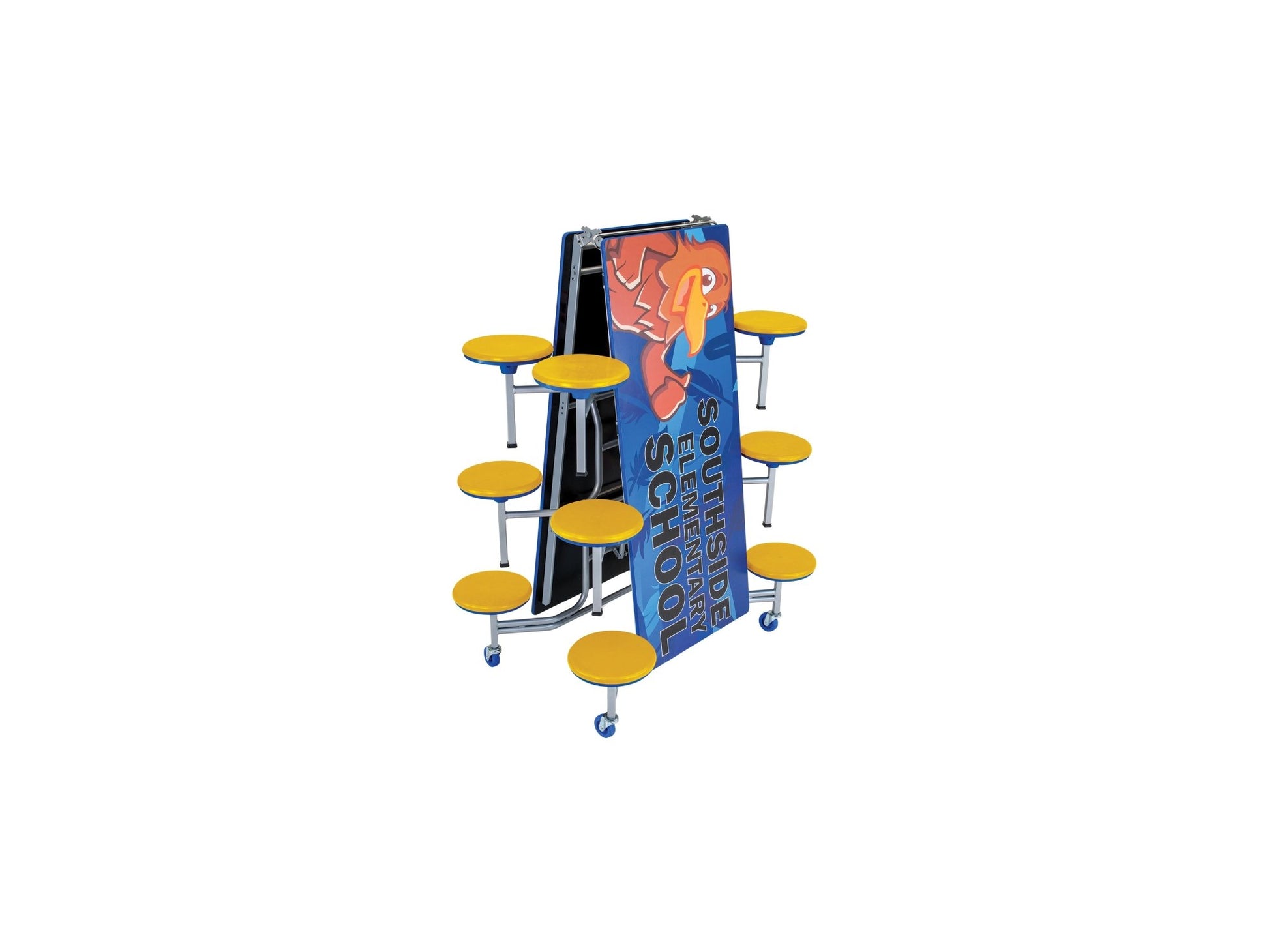 AmTab Mobile Stool Table - Rectangle - 30"W x 10'1"L - 12 Stools (AmTab AMT - MST1012) - SchoolOutlet