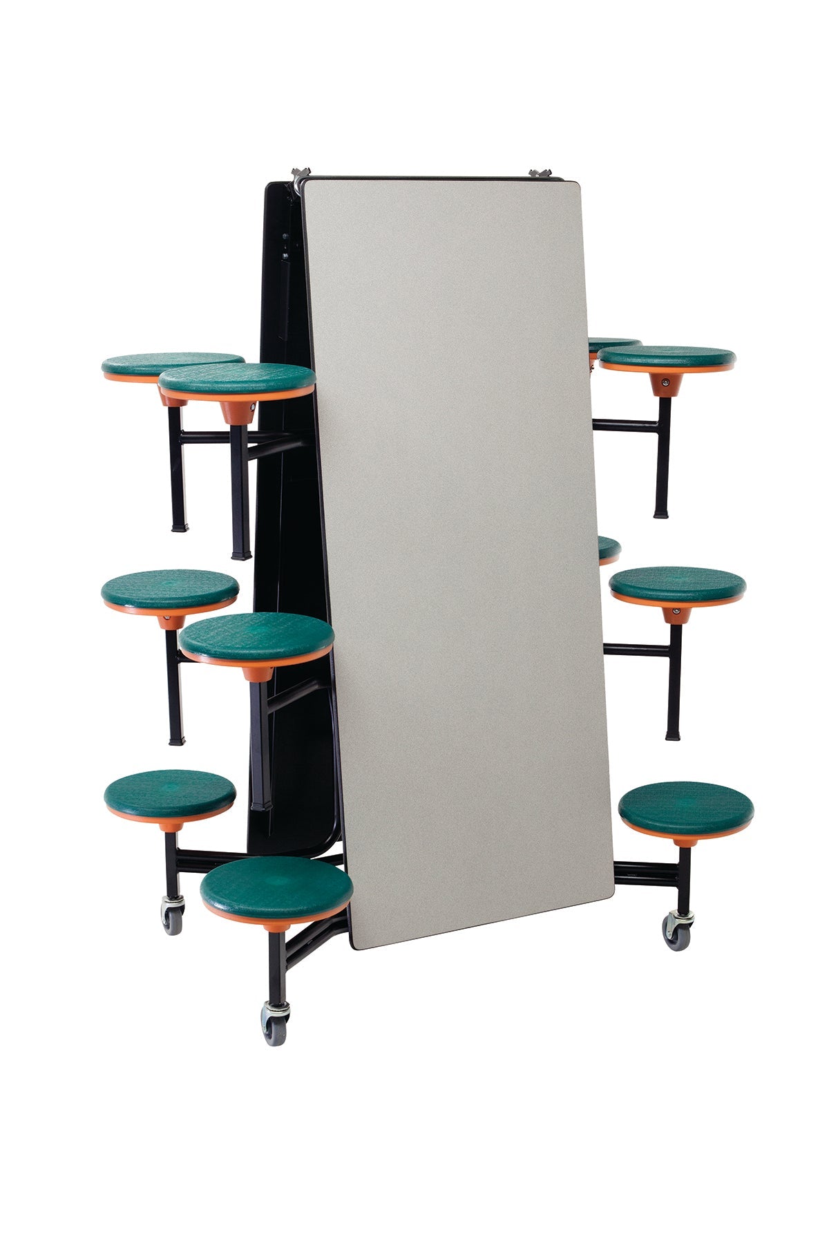 Lunchroom Mobile Stool Cafeteria Table - Rectangle - 30"W x 12'1"L - 12 Stools - (AmTab AMT - MST1212) - SchoolOutlet