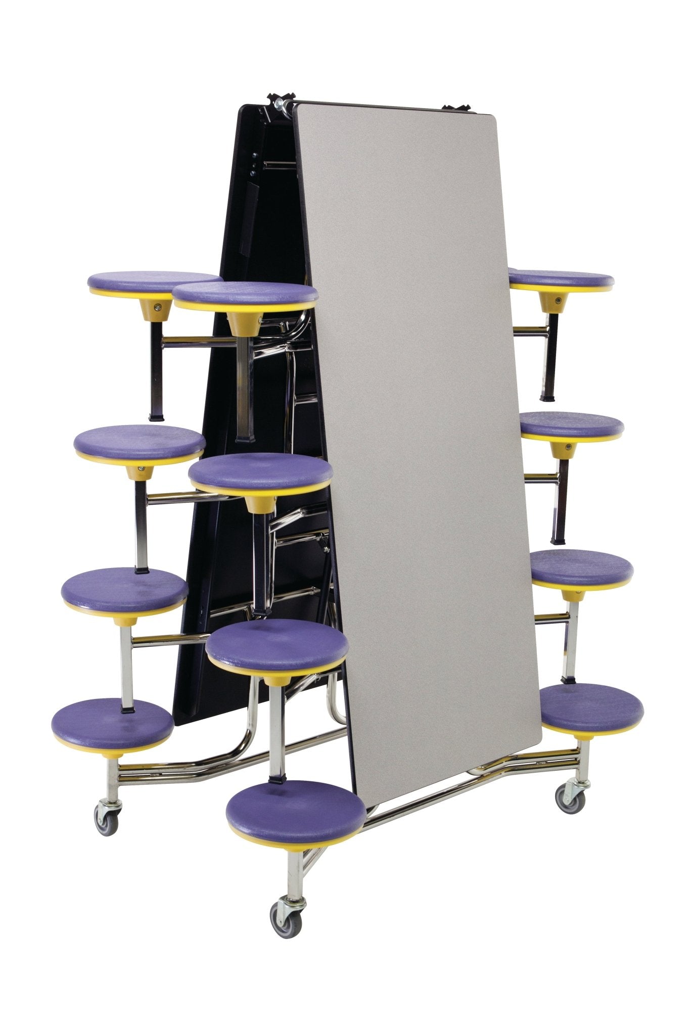 AmTab Mobile Stool Table - Rectangle - 30"W x 12'1"L - 16 Stools (AmTab AMT - MST1216) - SchoolOutlet
