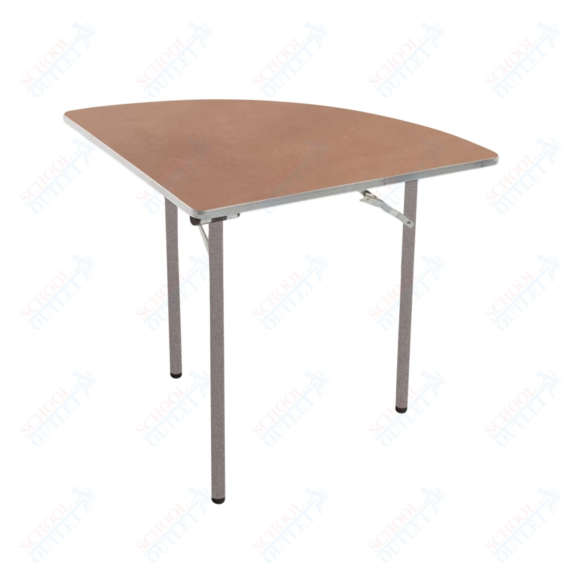 AmTab Folding Table - Plywood Stained and Sealed - Aluminum Edge - Quarter Round - Quarter 48" Diameter x 29"H (AmTab AMT - QR48PA) - SchoolOutlet