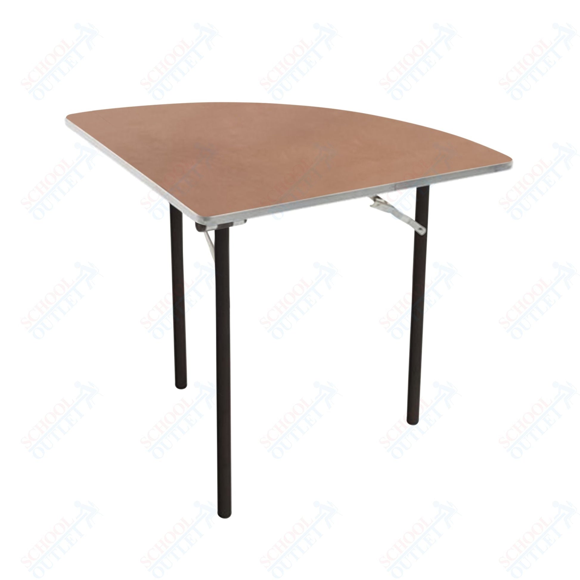 AmTab Folding Table - Plywood Stained and Sealed - Aluminum Edge - Quarter Round - Quarter 60" Diameter x 29"H (AmTab AMT - QR60PA) - SchoolOutlet